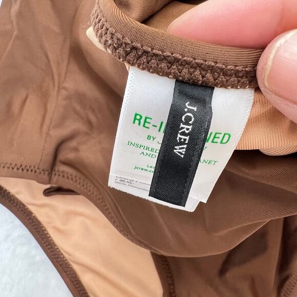 J.Crew O-Ring V-Neck One-Piece Swimsuit Women's 10 Brown Cheeky - Picture 5 of 9